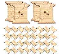 Abaodam 50pcs Natural Wood Yarn Winding Boards 24x19mm Large Knitting Yarn Bobbins and Knitting Tool Craft Accessories for Sewing and Crochet