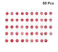 Abaodam 50pcs Red Aluminium Alloy Number Tags Metal Storage Key Ring Labels Luggage Id Tags 1-50 for Travel and Organization