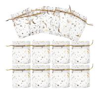 Abaodam 50pcs Small Golden Mesh Drawstring Gift Bags with Moon and Star Design, Cloth Organizer and Storage Pouches for Jewelry, Stationery, Mirrors, for Birthdays and Weddings