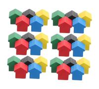 Abaodam 50pcs Wooden House Game Pieces for Board Game Expansion Educational Mini Chess Set for Property Trading Accessories with Hotels Interactive Learning Fun