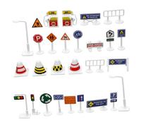Abaodam 56Pcs DIY Traffic Signs Playset for Educational Motor Skill Development with Safe Sturdy Materials and Rich Railroad Stop Car Symbols for Interaction and Road