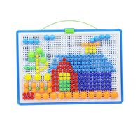 Abaodam 592Pcs Pegboard Jigsaw Puzzle Set with Mushroom Nails, 27.5X19Cm Educational DIY for Early Childhood Learning and Fine Motor Skill Development Random Color Random Color