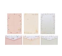 Abaodam 5pcs A5 Floral Stationery Set with Mixed Color Envelopes, Decorative Letter Paper and Envelopes Kit for School, Office, and Personal Writing Random Color