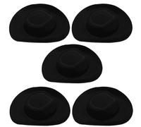 Abaodam 5pcs Adjustable Cowboy Hats for Youth Black Cowgirl Caps for Boys Soft Western Costume Accessories for Parties and Dress Up