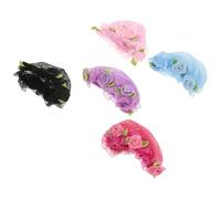 Abaodam 5pcs Assorted Colour Ballet Hair Nets for Buns with Flower Edge Soft Polyester Material Easy Styling Hair Accessories for Work and Performance Reusable Elastic Snoods for Dancers