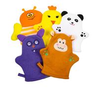 Abaodam 5pcs Baby Bath Mitt Cotton Gloves Fruit-Shaped Adorable Washcloths for Gentle Scrubbing and Dead Skin Cell Removal, for Babies and Boys and Girls Bath Time Random Style