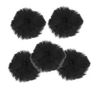 Abaodam 5pcs Black Clip-on Outdoor Artificial Fur Microphone Windscreens Protective Fluffy Covers for Interview and Recording