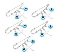 Abaodam 5pcs Blue Eyes Brooch Decoration Turkish Eye Cross Pin Fashion Clothes Pin for Unique Artistic Clothing Scenario