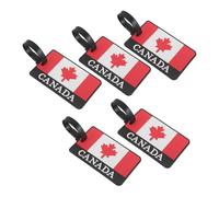 Abaodam 5pcs Canada Flag Luggage Tags with Strap, Plastic Identification Tags for Suitcase and Travel Bags, Airplane Boarding Pass Holder and Name Badge Label for Men and Women