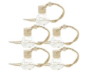 Abaodam 5pcs Car Hanging Diffuser Bottles 8ml Glass and Wood Compact Aroma Containers for Car Use to Boost Mood and Relax Mind and Body, Can Be Suspended Anywhere
