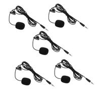 Abaodam 5pcs Clip-on Lavalier Microphone Set Black, Professional Phone Microphone Simple Clip System for Live Broadcast, Teaching, Interview, and Public Speaking