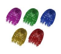 Abaodam 5Pcs Colorful Foil Tinsel Party Wigs Set, Shiny Fake Hair for Cosplay Masquerade, Holiday Costume Wigs with Gold, Red, Rose, Green, Blue Colors
