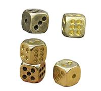 Abaodam 5pcs Copper Craft Metal Dice Small Game Dices for Bar and Party Playing Random Colour Solid Brass Dice Set for Indoor Gaming
