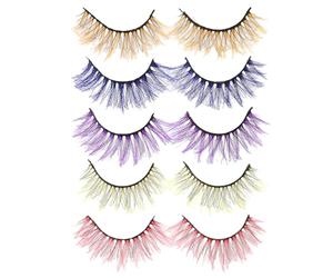 Abaodam 5pcs Creative False Eyelashes Fiber Material Easy to Remove Reusable Fashionable Chic Women for Various Occasions Eye Accessories Random Color