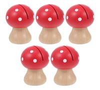 Abaodam 5pcs Creative Mushroom-Shaped Photo Display Clamps Decorative Note Holders for Cards and Messages Wooden Desktop Memo Clips for Weddings and Home Decoration Red