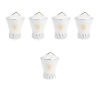 Abaodam 5pcs Creative White Pottery Condiment Container the Devil's Eye Design, Sugar Jar and Pepper Storage, to Decorate Your Kitchen Tabletop with Unique Chic Style