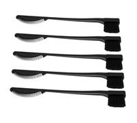 Abaodam 5pcs Double-ended Brow Brush and Eyelash Comb Set Dual Head Design for Precise Application and Eyelash Separation, Black Pp Material Makeup Tool for Professional Makeup Artists