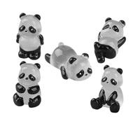 Abaodam 5pcs Glow in Dark Resin Panda Miniature Figurines Cute Tiny Animal Statues for Mini Gardens Dollhouses Cake Decorations and Home DIY Ornaments