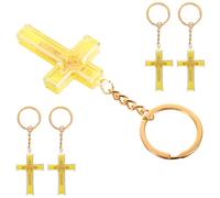 Abaodam 5pcs Glow-in-the-dark Plastic Cross Keychain Charms Set, Religious Pendant Decorative Bag Hanging Accessories for Women, Unique Cross Key Ring Holder