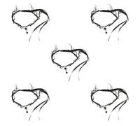 Abaodam 5pcs Gothic Handmade Foldable Antler Flower Headpiece Black Fairy Crown Headband Halloween Cosplay Party Costume Accessory for Women