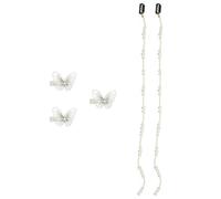 Abaodam 5pcs Hair Extension Clips Pearl Chain and Butterfly Style, Elegant Iron Material, Easy to Operate Hair Accessories for Decorating Hairstyles on Dating Or Anniversary