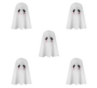 Abaodam 5pcs Halloween Ghost Costume Hooded Head Cover for Women Double-sided Creepy Expressions Nonslip Inner Hair Clip White Ghostly Face Mask for Holiday Party Cosplay and Haunted House