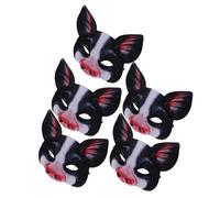 Abaodam 5pcs Halloween Pig Masks Breathable Animal Masks with Vivid Digital Printing Lightweight Festival Masquerade Party Cosplay Props for Carnival and Christmas Costume