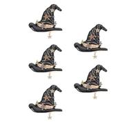 Abaodam 5pcs Halloween Witch Hat Rhinestone Brooch Pin Metal Alloy Jewelry Accessory for Costume Sweater Scarf Backpack Party