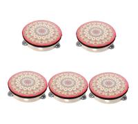 Abaodam 5pcs Hand Held Tambourine Drum Boys and Girls Percussion Instrument Wooden Tambourine for Church