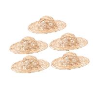 Abaodam 5pcs Handmade Small Woven Straw Craft Hats DIY Photo Props for Home Decor and Activities Smooth Surface Mini Straw Hat Accessories for Creative Crafting