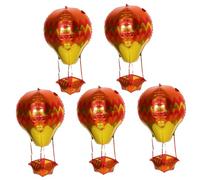 Abaodam 5pcs Hot Air Balloon Foil Balloons Aluminum for Birthday Wedding Party Decorations Quick Setup Indoor Outdoor Festive Event Ornament with Vibrant Orange Gold Design