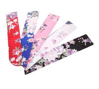 Abaodam 5pcs Japanese-style Folding Hand Fan Bags Retro Floral Pattern Protective Storage Sleeves Lightweight Silk Cloth Pouch for Travel and Packaging
