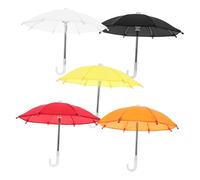 Abaodam 5pcs Mini Dollhouse Umbrella Props Small Colorful Folding Tiny Umbrellas for Lightweight Polyester Decorative Accessories for Sunny Rainy Scenes
