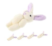 Abaodam 5pcs Mini Plush Stuffed Rabbit Figurines for Adorable Jointed Rabbit Decoration for Party Favors Backpack Accessories