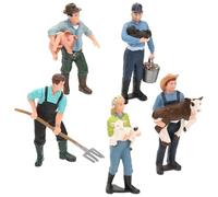 Abaodam 5pcs Miniature Farmworker Models Realistic Simulation Figures with Sheep Calf and Calf for Table Ornament and Cake Decoration Educational