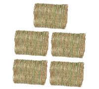 Abaodam 5Pcs Natural Grass Woven Mat for Small Animals Comfortable Chew Bed for Rabbits Guinea Pigs Hamsters Safe Durable Pet Mat for Indoor Use Bunny Supplies