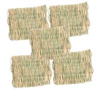 Abaodam 5pcs Natural Woven Straw Bunny Mat Small Animal Sleeping Cushion for Guinea Pig Rabbit Chinchilla Hamster Bedding Four Seasons Warm Pad