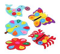 Abaodam 5Pcs Non Woven Fabric Button Board for Educational Montessori Plaything to Enhance Hand Eye Coordination and Intelligence Development