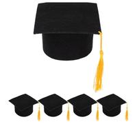 Abaodam 5pcs Pet Mini Graduation Caps With Tassels Class Of 2026 Felt Grad Hats for Diy Dogs Cats Cake Decorations For Party Costume Accessory - Black Pet Cap