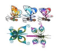 Abaodam 5pcs Plant Decorations for Pots: Dragonfly Pendant Plant Pot Hanger Decorative Stained Glass Hanging Butterfly Flowerpot Pendant for Indoor and Outdoor Bonsai