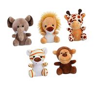 Abaodam 5Pcs Plush Jungle Animal Keychain Pendant Cute Cartoon Ornaments for Bags Home Decor Stuffed Monkey Elephant Lion Tiger Deer Charms for Friends