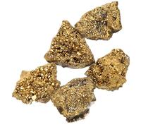 Abaodam 5pcs Pyrite Stones Irregular Natural Electroplated Specimen Decor for Meditation and Collection with Skin-friendly Smooth Surface
