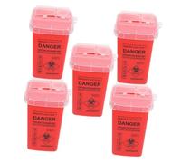 Abaodam 5pcs Red Sharps Container Needle Waste Box Puncture-resistant Sharps Disposal Bin with Flip Lid Portable Travel Tattoo Clinic Use