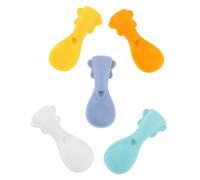 Abaodam 5pcs Silicone Spoon with Soft Tips for Squeeze Pouches Mess Puree Dispensing Dishwasher Safe Gentle Mouths in Colors