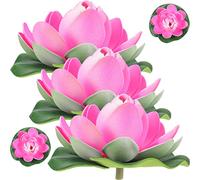 Abaodam 5pcs Simulation Lotus Leaf Lotus Dancing Props Floating Water Lily Flower Ornaments Beautiful Flower Props Home Decoration Water Lillies Pond Fish Tank Pink Foam Leaves