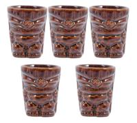 Abaodam 5pcs Small Ceramic Tiki Mug 50ml Cocktail Cup with Smooth Touching Feeling and Easy to Clean for Party and Home Use