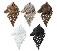 Abaodam 5pcs Vintage Alloy Wolf Head Brooch Pins for Men, Animal Lapel Pin Set, Medieval Style Suit Shirt Accessories for Halloween and Formal Wear Color