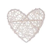 Abaodam 5pcs White Rattan Heart Decorations Open Weave Party Home Décor | Flat Shape, Natural Wicker Texture, Reusable Craft Accent for Wreath Bases, Bird Cages, Vase Filler, Valentine Events