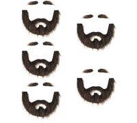 Abaodam 5sets Pirate Fake Beard and False Eyebrow Black Gold Color Self-adhesive Mustache Cosplay Prop for Halloween Party Costume Adult Beard Decoration