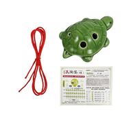 Abaodam 6-hole Alto Turtle Ocarina in Dark Green, Portable White Porcelain Flute for Beginners and Students with Neck Strap, Introductory Animal-shaped Wind Instrument for Music Learning Random Color